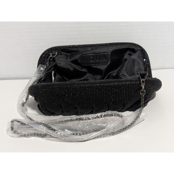 AQUA Irina Black Rhinestone Evening Clutch Crossbody Bag NWT Bloomingdale's New - Picture 6 of 15